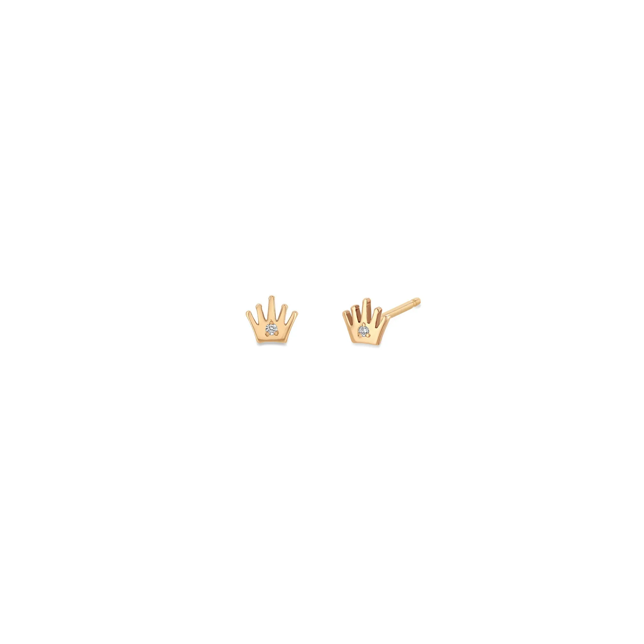 14k Itty Bitty Diamond Crown Stud
