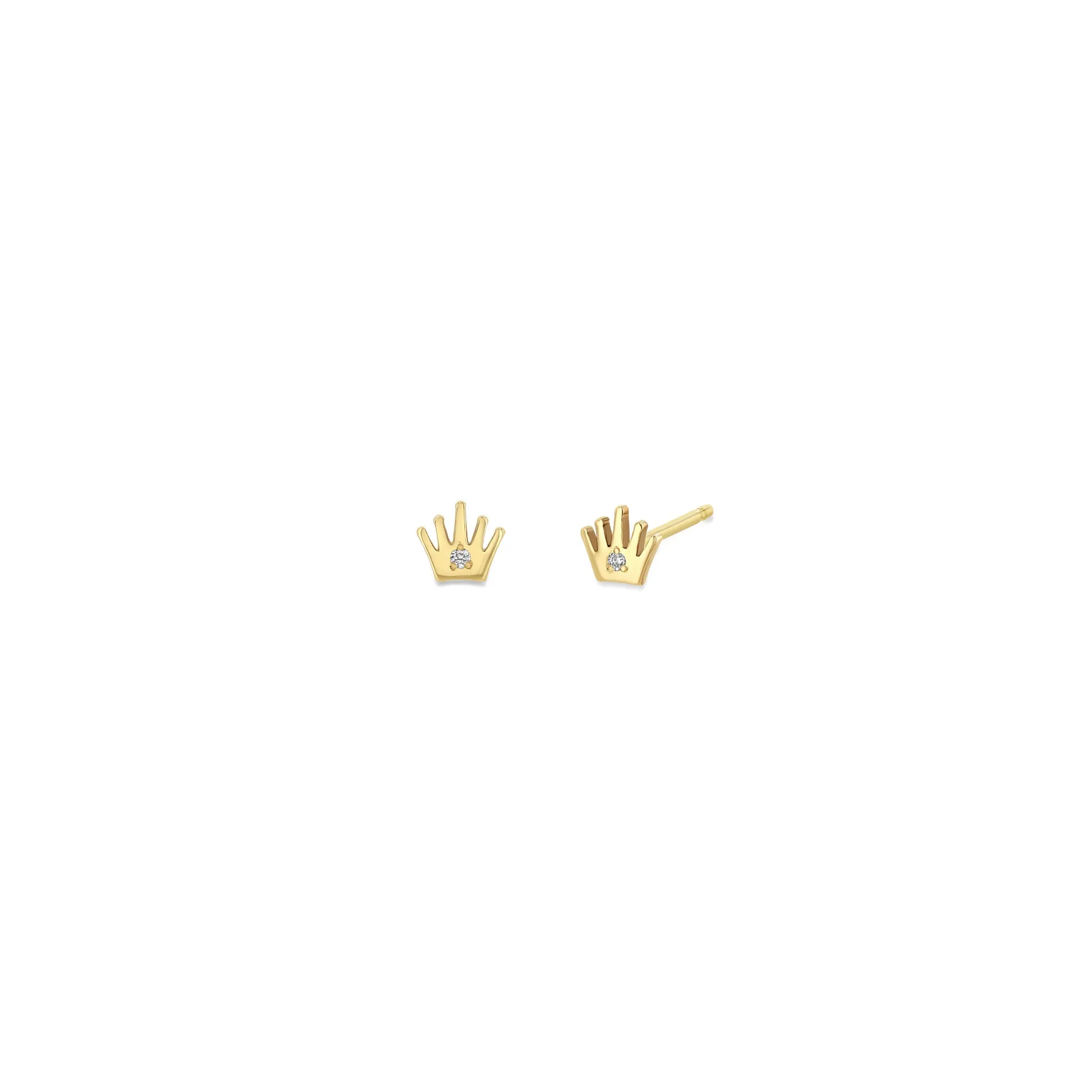 14k Itty Bitty Diamond Crown Stud