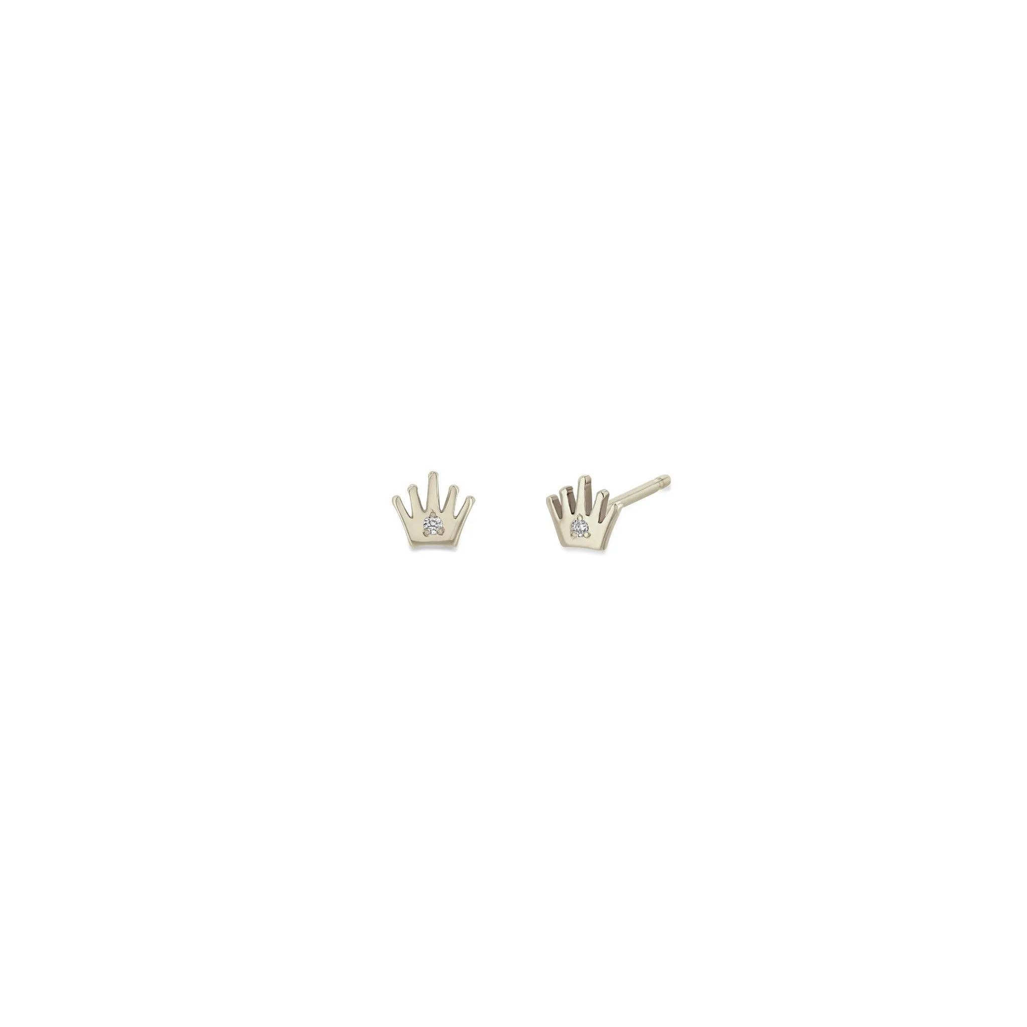 14k Itty Bitty Diamond Crown Stud