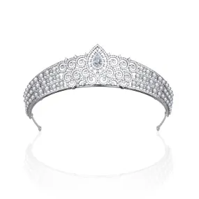 5A Cubic Zirconia Princess Tiara,Pearls Tiaras for Bridal, Headpieces Accessories HT20392