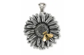 Aster Pendant Jewelry Silver And 14k Gold Handmade Flower Pendant AST2-TNP