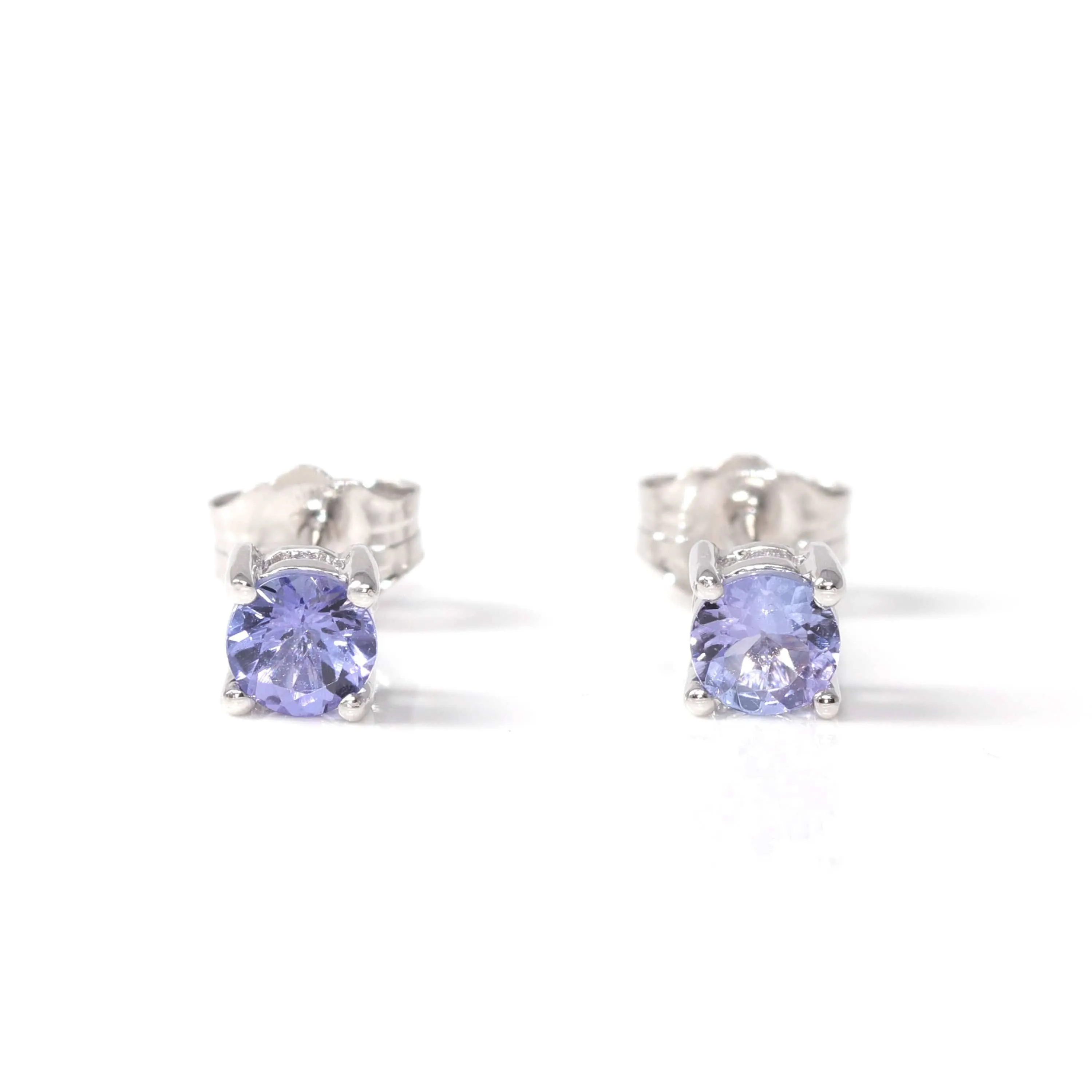Baikalla? 14k White Gold Natural Tanzanite 4 Prong Stud Earrings