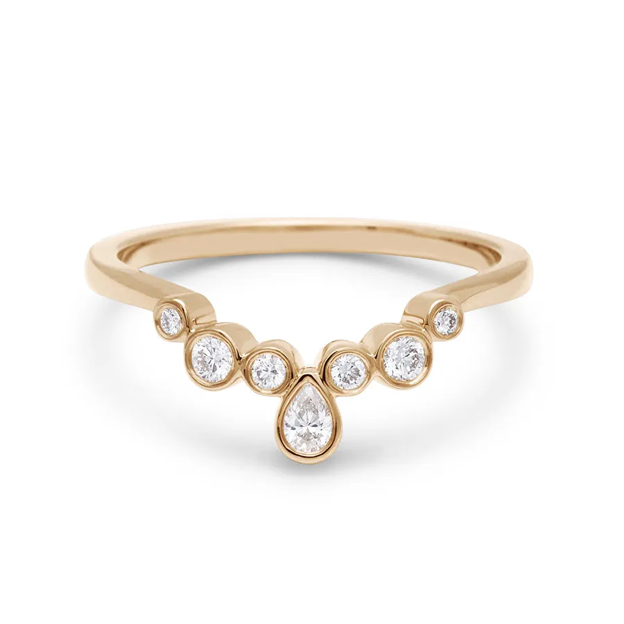 Bezel Rosette Band - 14k Gold & White Diamonds