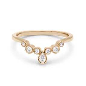 Bezel Rosette Band - 14k Gold & White Diamonds