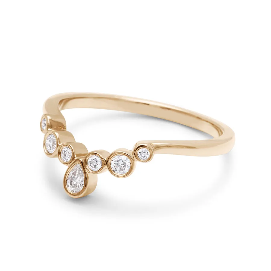 Bezel Rosette Band - 14k Gold & White Diamonds