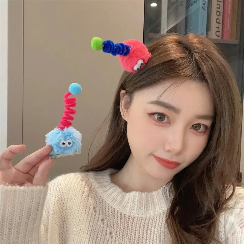 Cute Plush Funny Hairpin Ugly Cute Girl Soft Cute Hair Accessories Hairpin Broken Hair Bangs Clip Duckbill Clip Headdress