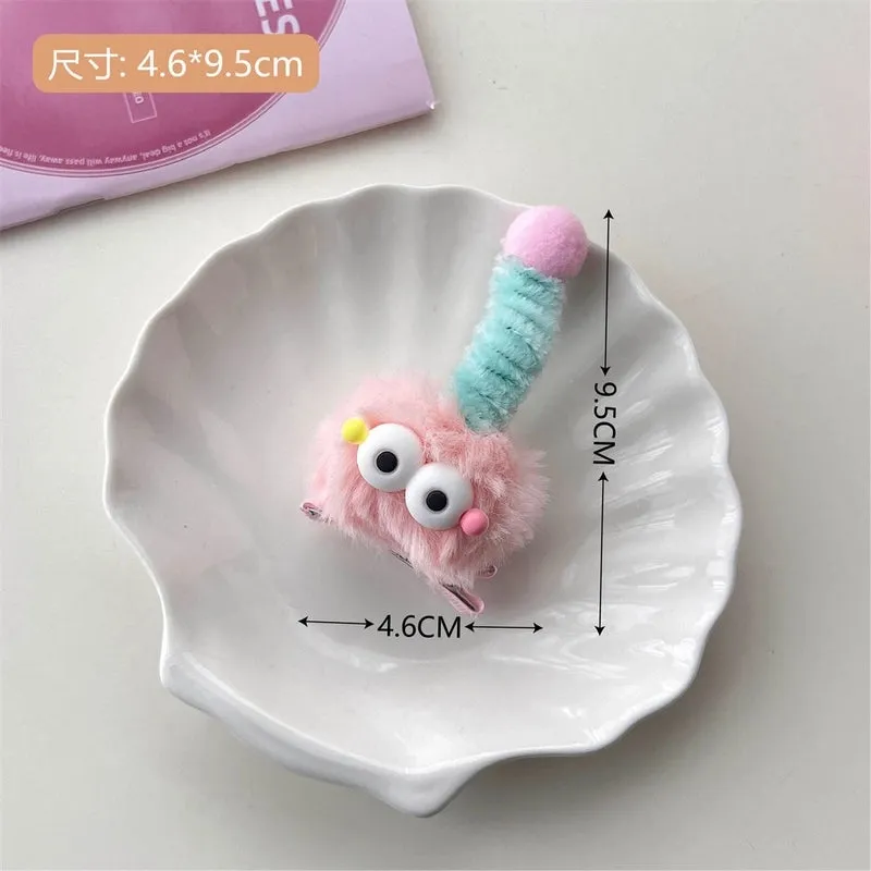 Cute Plush Funny Hairpin Ugly Cute Girl Soft Cute Hair Accessories Hairpin Broken Hair Bangs Clip Duckbill Clip Headdress