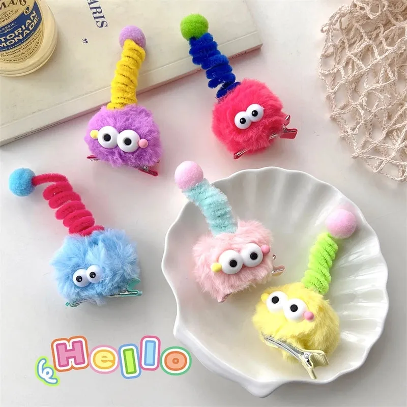 Cute Plush Funny Hairpin Ugly Cute Girl Soft Cute Hair Accessories Hairpin Broken Hair Bangs Clip Duckbill Clip Headdress