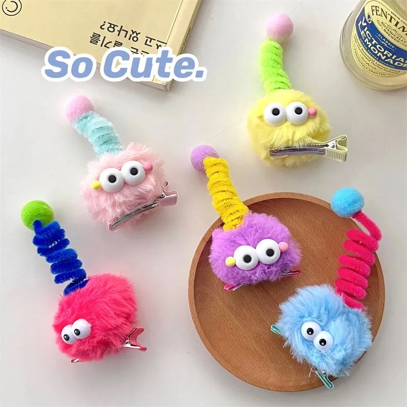 Cute Plush Funny Hairpin Ugly Cute Girl Soft Cute Hair Accessories Hairpin Broken Hair Bangs Clip Duckbill Clip Headdress