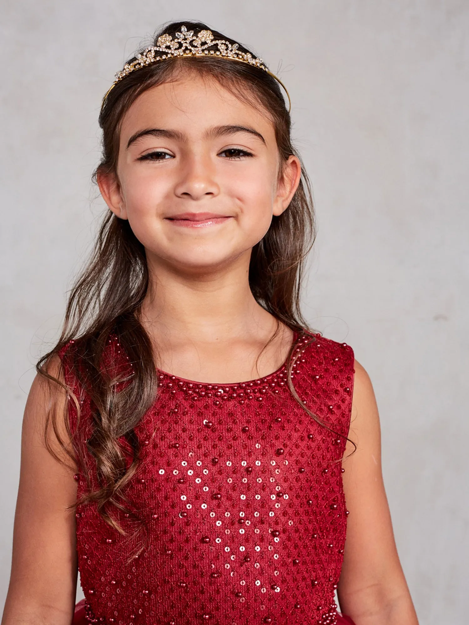 Girls Multi Color Rhinestone Flowers Tiara
