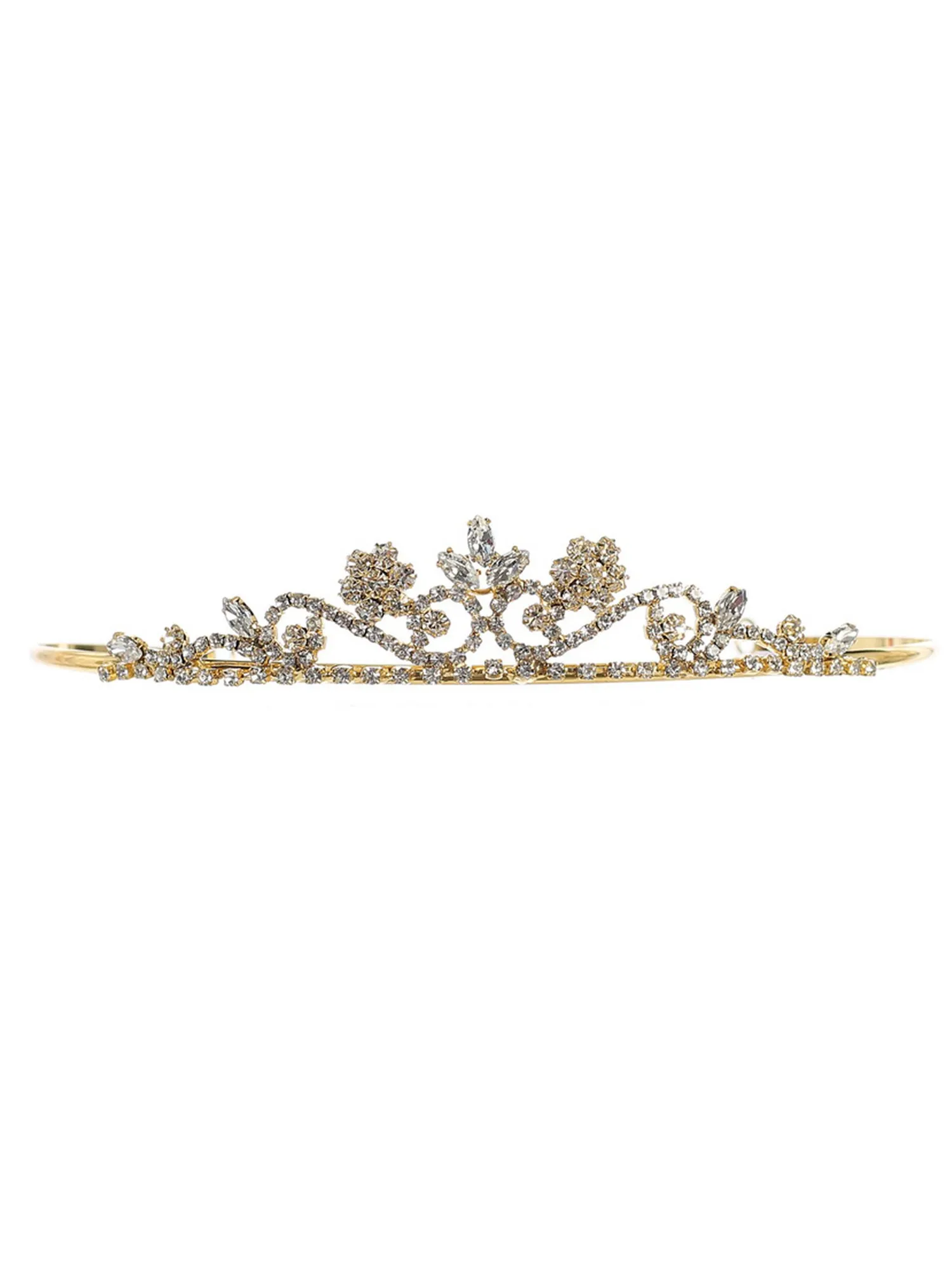 Girls Multi Color Rhinestone Flowers Tiara
