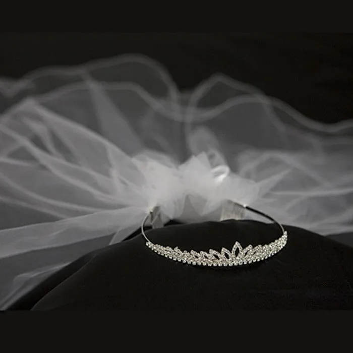 Girls Rhinestone Precious Princess Crown Veil Tiara