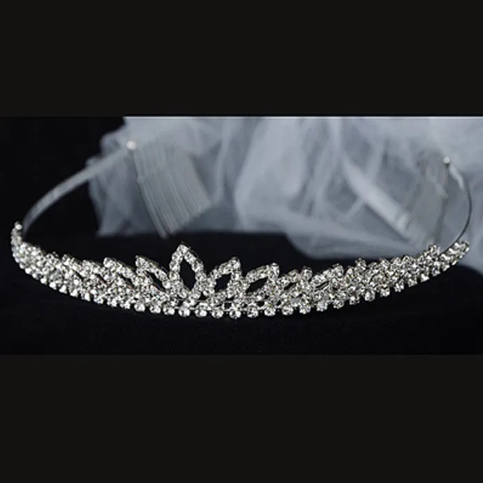 Girls Rhinestone Precious Princess Crown Veil Tiara