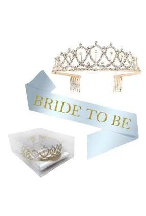 Gold Bride to Be Tiara & Sash Set
