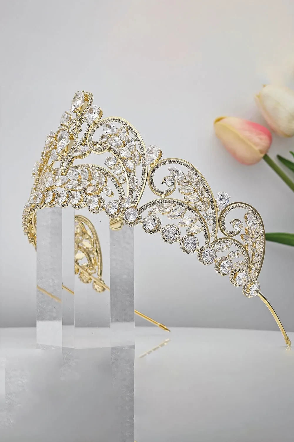 Gold Cubic Zirconia Bridal Tiara