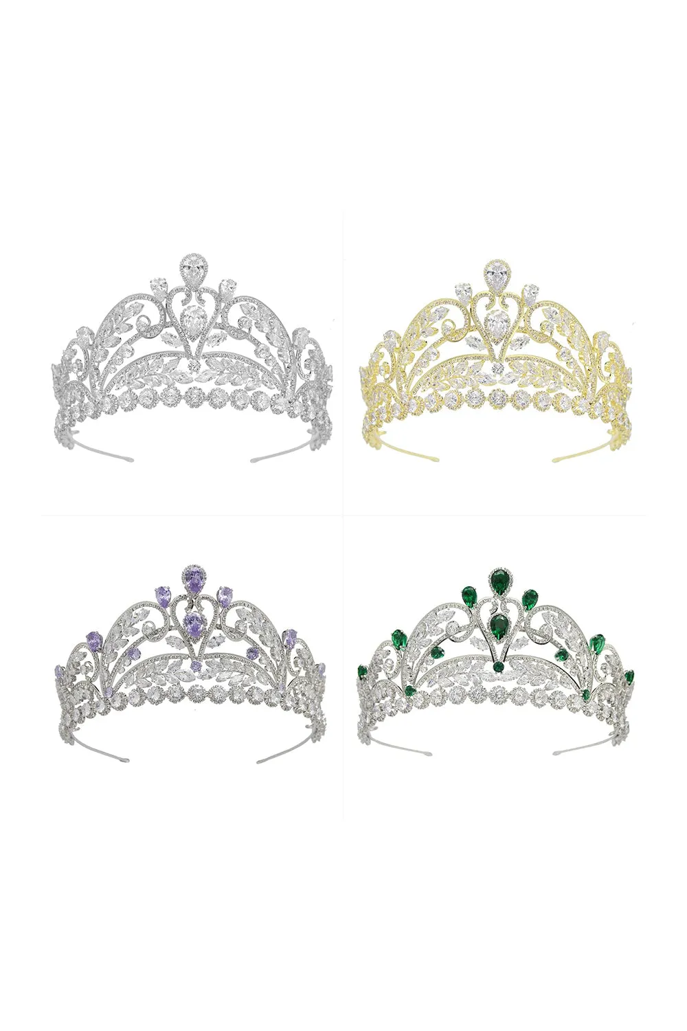 Gold Cubic Zirconia Bridal Tiara