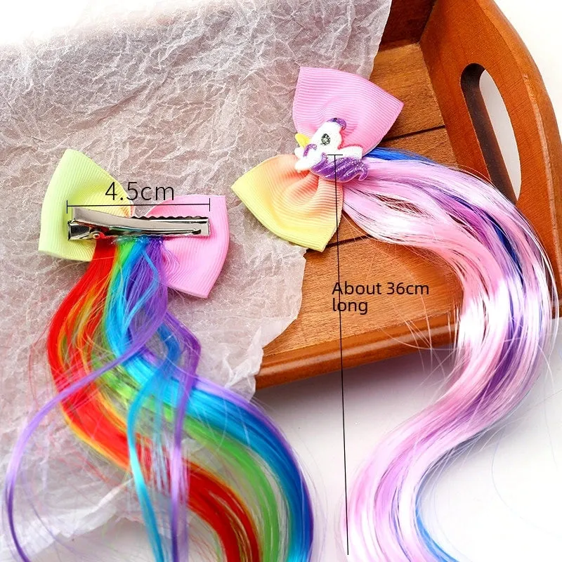Korean Style Children's Hair Accessories  Colorful Personalized Wig Braid  Hairpin Girls' Bow Hairpin Clip