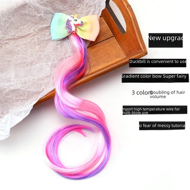 Korean Style Children's Hair Accessories  Colorful Personalized Wig Braid  Hairpin Girls' Bow Hairpin Clip