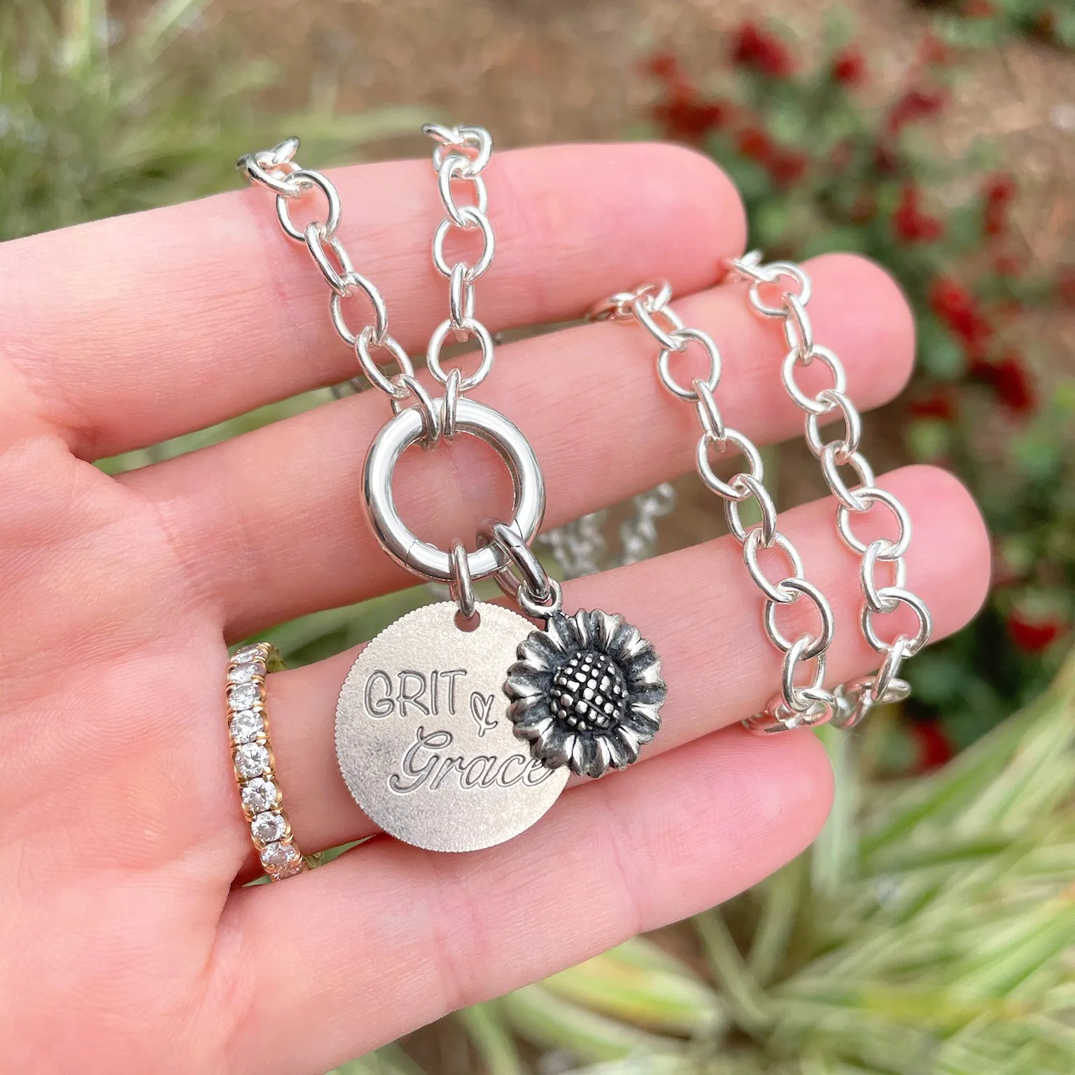 Mariamor Customizable Charm Holder Statement Necklace, Sterling Silver