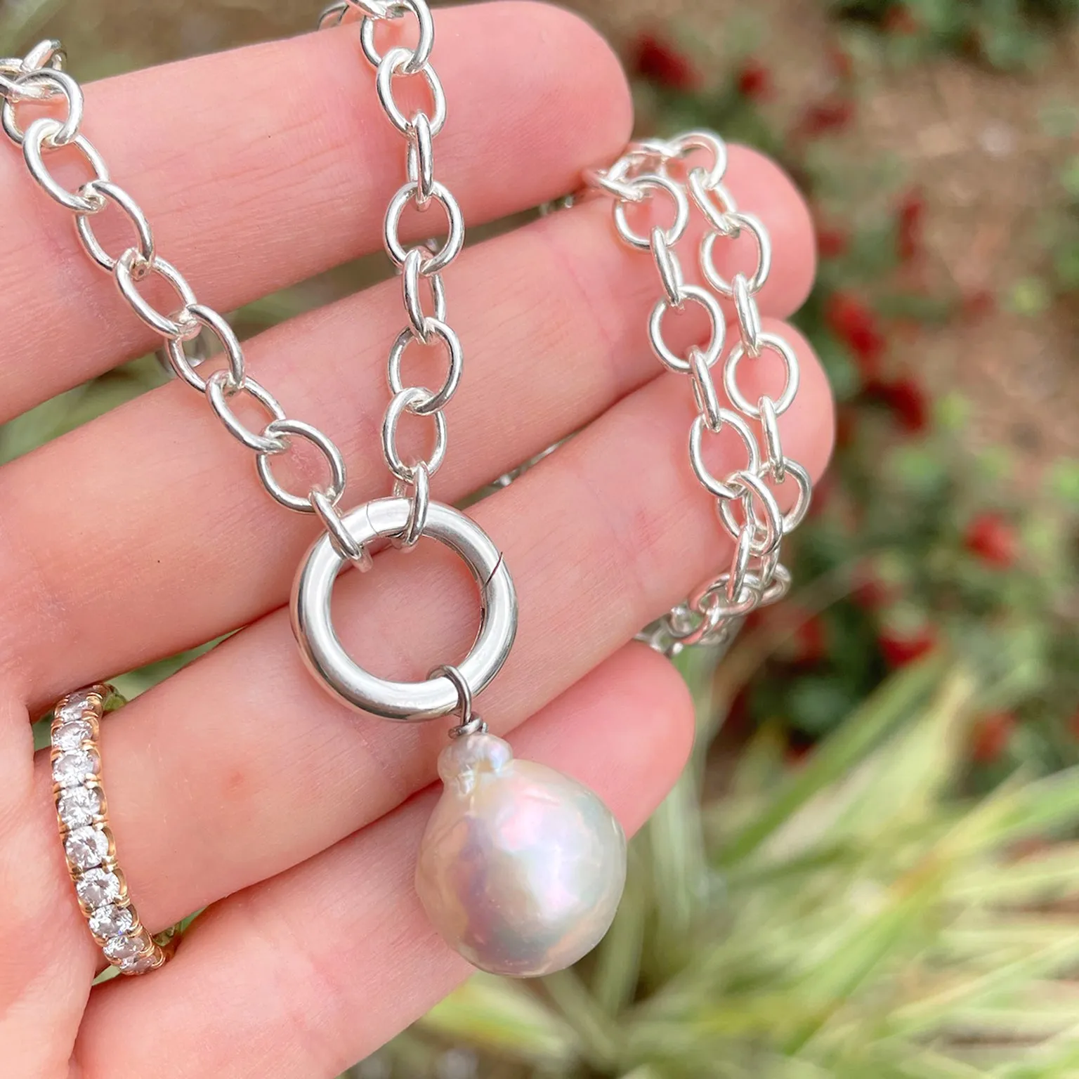 Mariamor Customizable Charm Holder Statement Necklace, Sterling Silver
