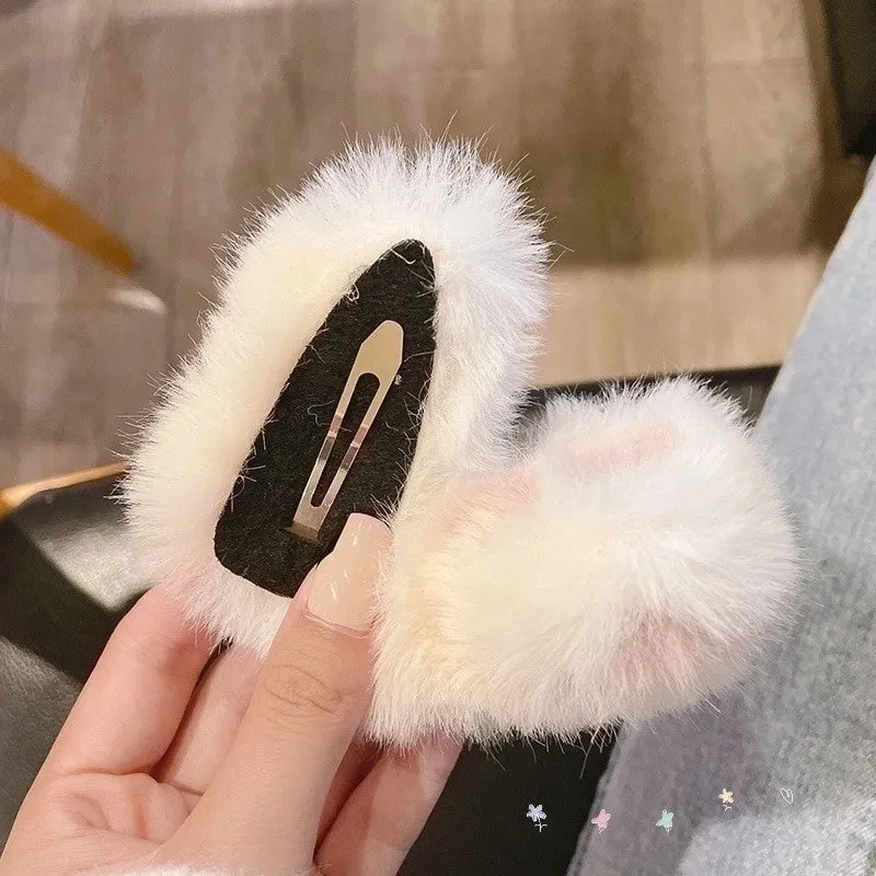 New Cat Ear Hairpin Imitation Fur Rabbit Fur Cute Top Clip Plush Hairpin