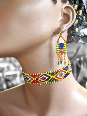 Nwangi Beaded African Print Choker-DPJ150CKR
