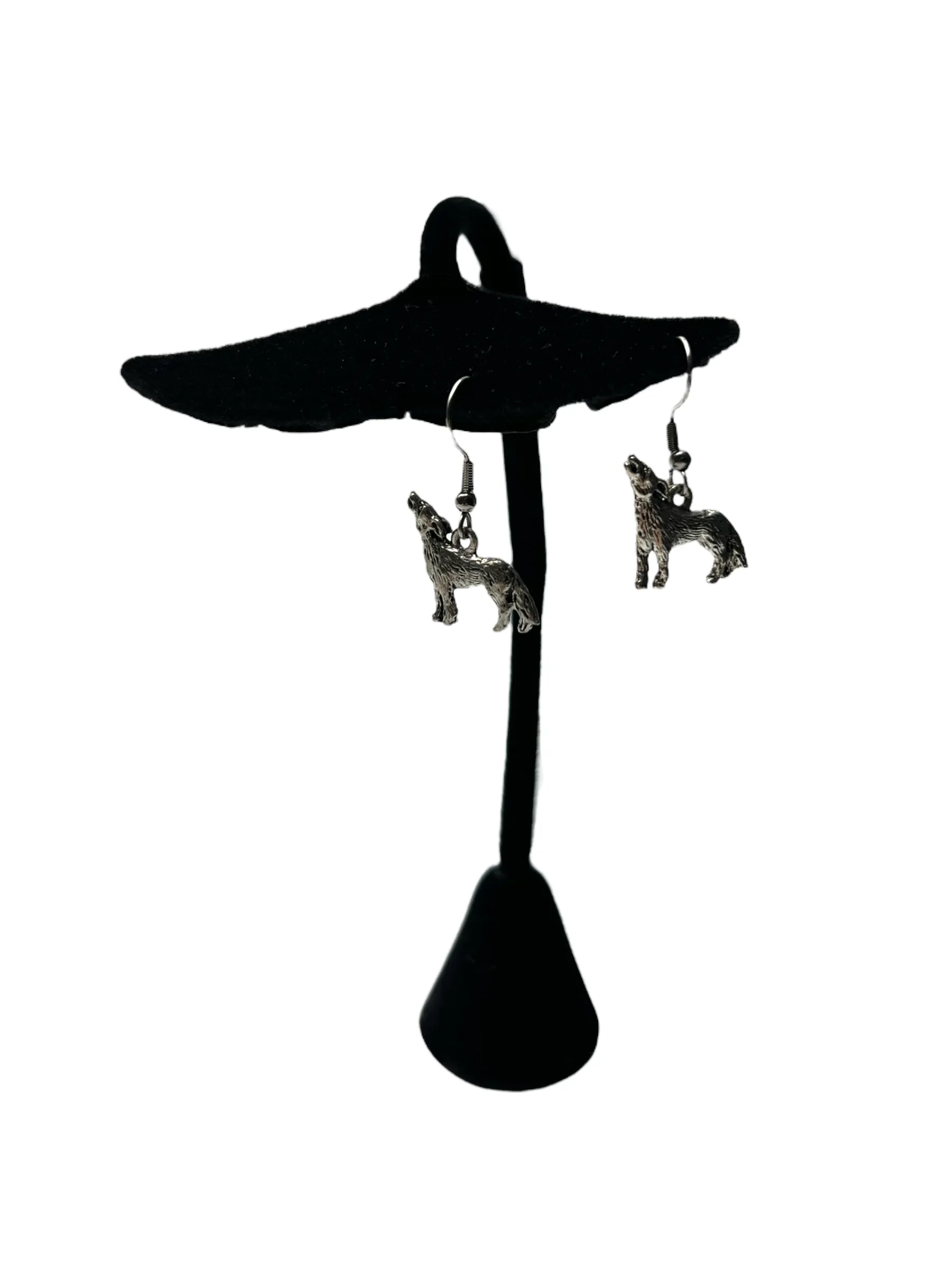 Pewter Wolf Necklace and Earring Set: A Wild and Mysterious Gift for the Animal Lover in Your Life