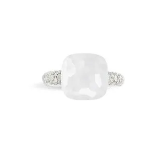 Pomellato - Nudo Maxi - Stackable Ring with Moonstone and Ice Diamonds, 18k White Gold