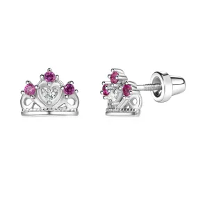 Princess Tiara Earrings - Silver