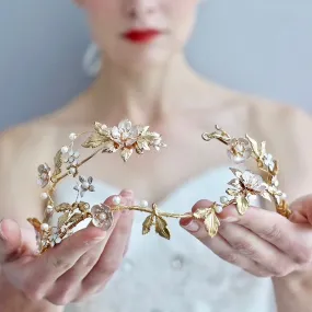 "Alhambra" - Pearl and Opal Bridal Double Headband / Tiara
