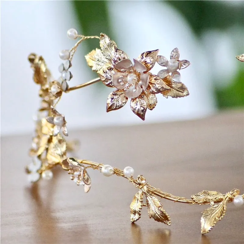 "Alhambra" - Pearl and Opal Bridal Double Headband / Tiara