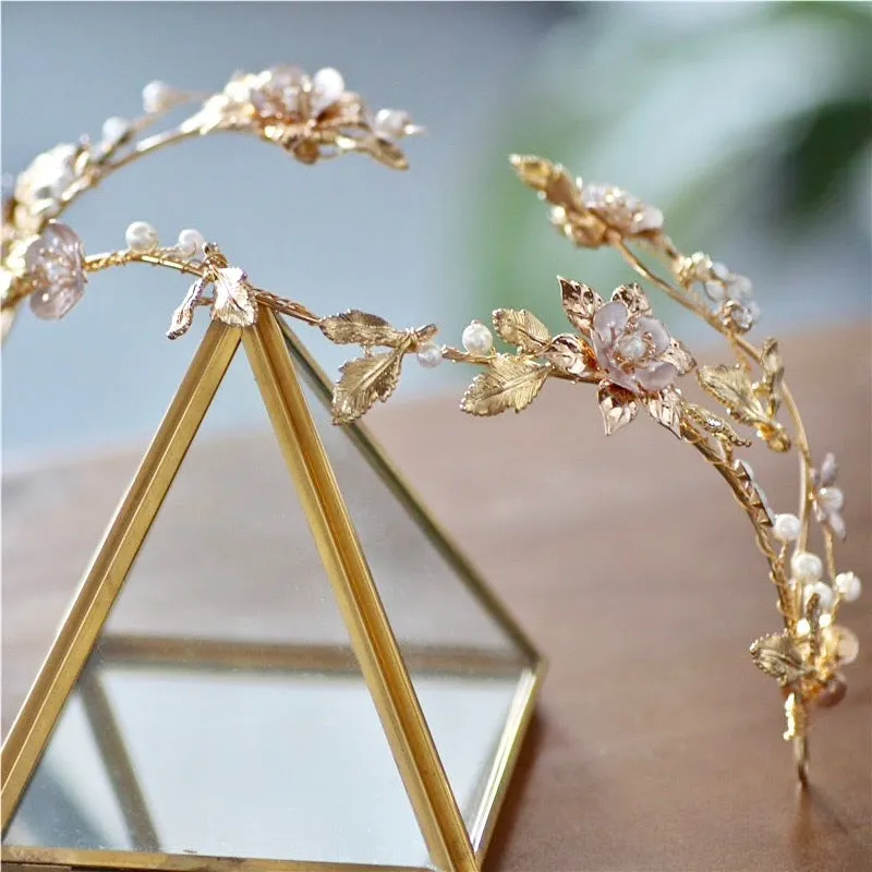 "Alhambra" - Pearl and Opal Bridal Double Headband / Tiara