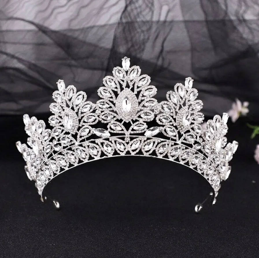"Aubree" -  Crystal Wedding Tiara - Available in Silver and Gold