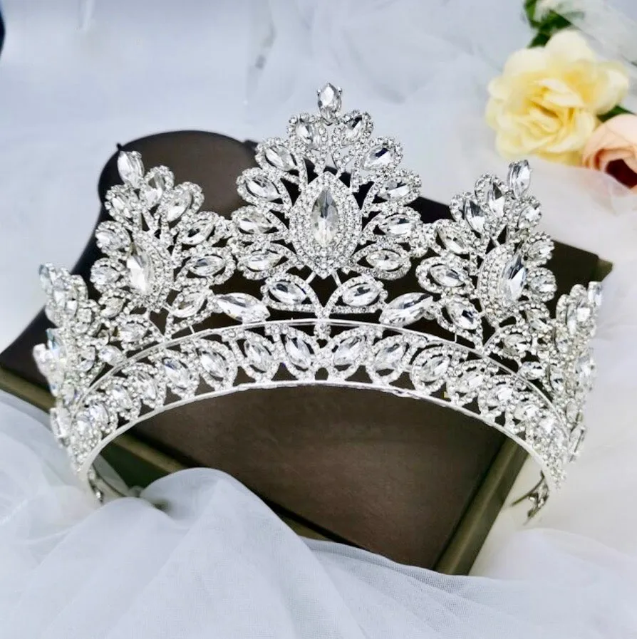 "Aubree" -  Crystal Wedding Tiara - Available in Silver and Gold