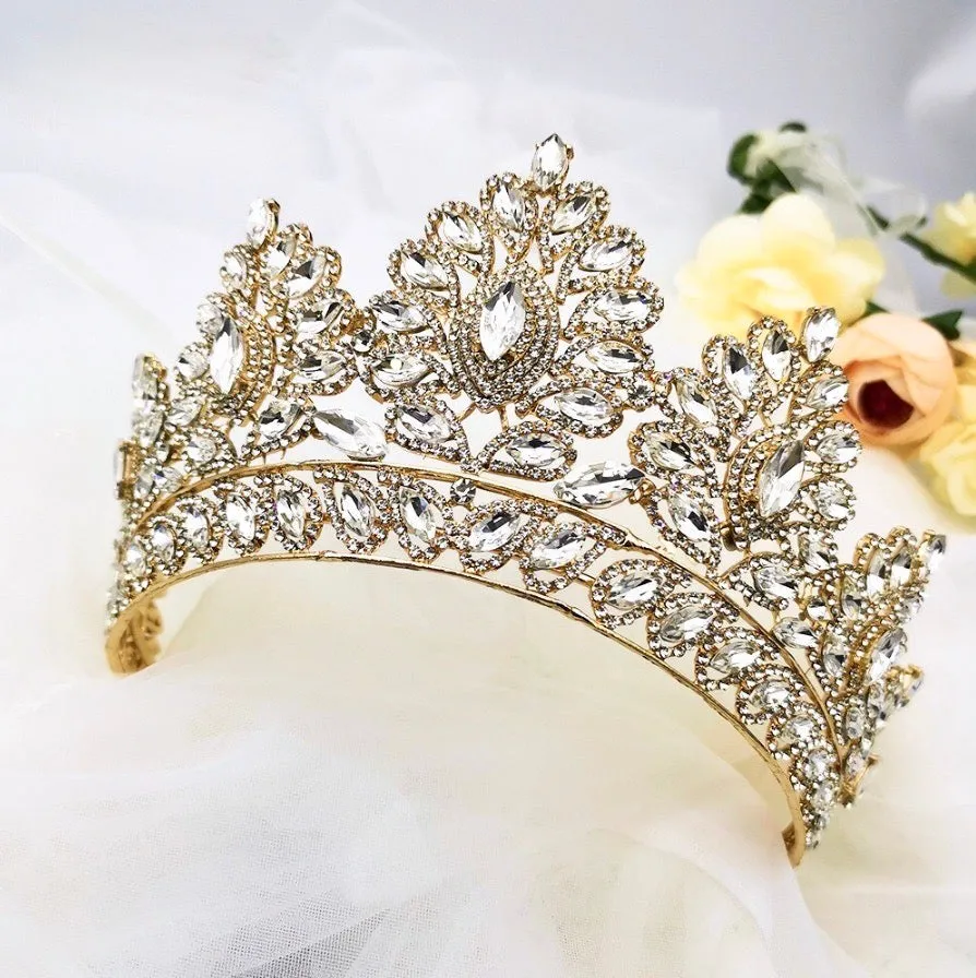 "Aubree" -  Crystal Wedding Tiara - Available in Silver and Gold