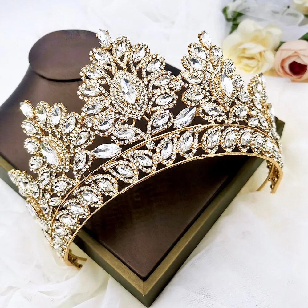 "Aubree" -  Crystal Wedding Tiara - Available in Silver and Gold