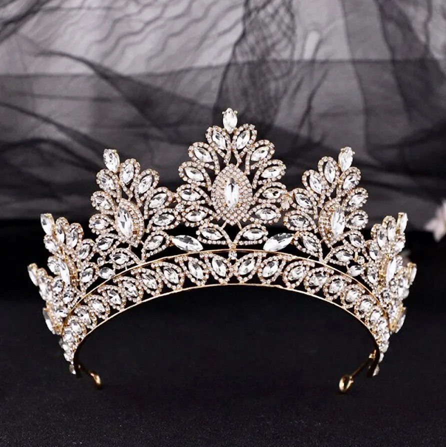 "Aubree" -  Crystal Wedding Tiara - Available in Silver and Gold