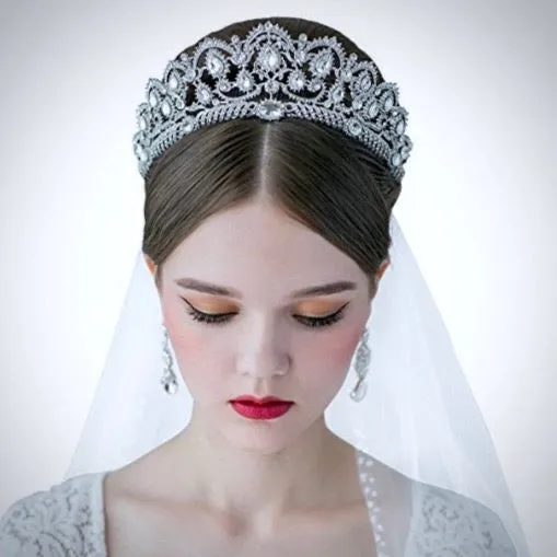 "Chrysta" - Rhinestone Bridal Tiara - Available in Silver, Rose Gold and Yellow Gold