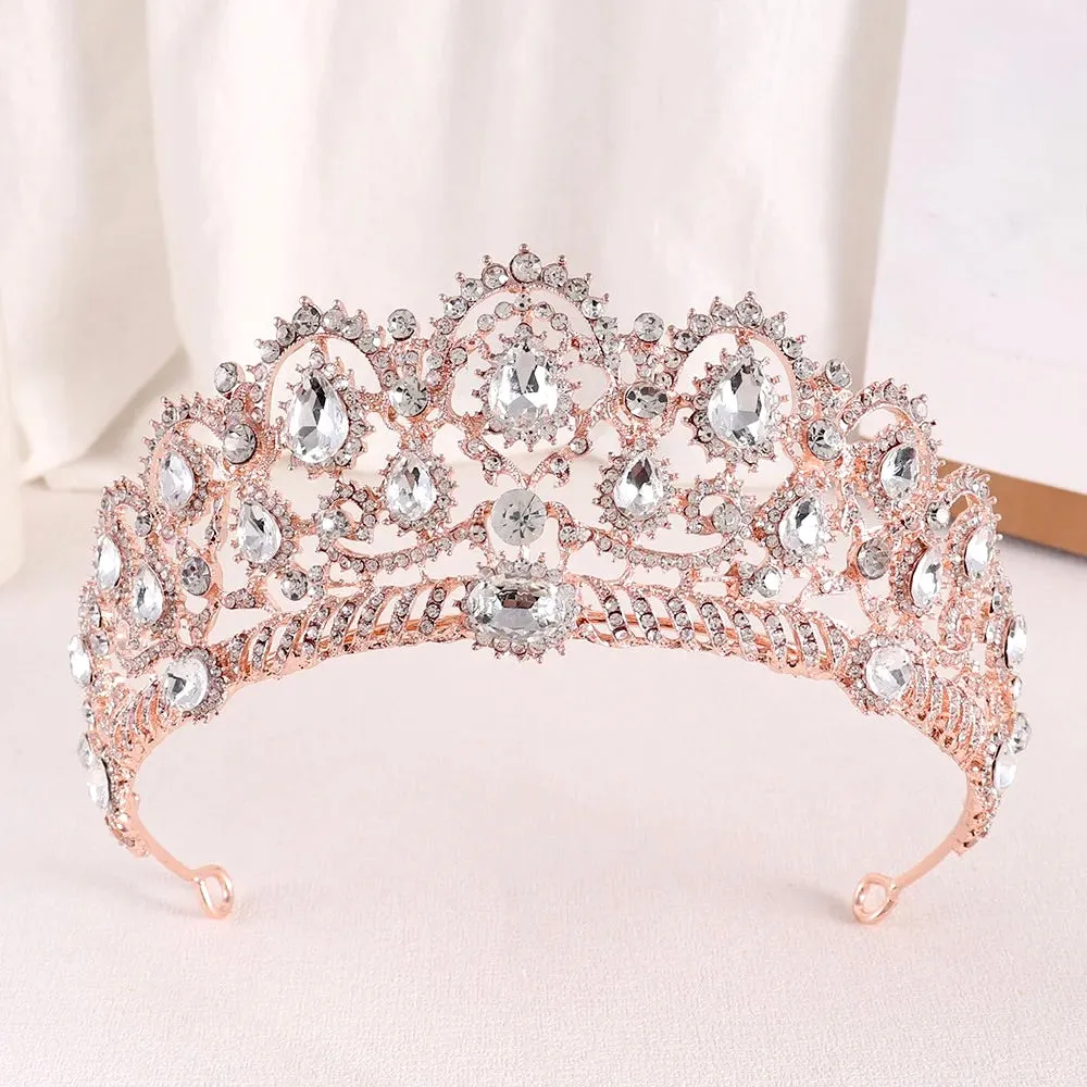 "Chrysta" - Rhinestone Bridal Tiara - Available in Silver, Rose Gold and Yellow Gold