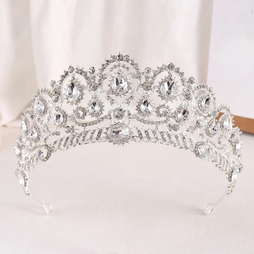 "Chrysta" - Rhinestone Bridal Tiara - Available in Silver, Rose Gold and Yellow Gold