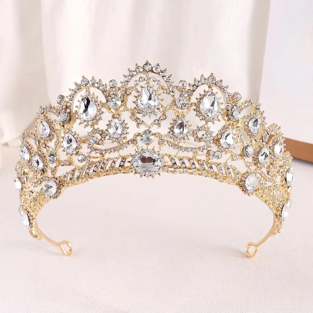 "Chrysta" - Rhinestone Bridal Tiara - Available in Silver, Rose Gold and Yellow Gold