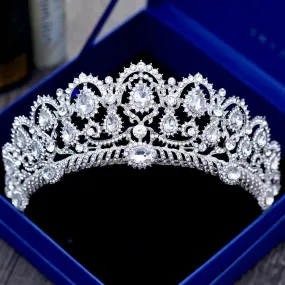 "Chrysta" - Rhinestone Bridal Tiara - Available in Silver, Rose Gold and Yellow Gold