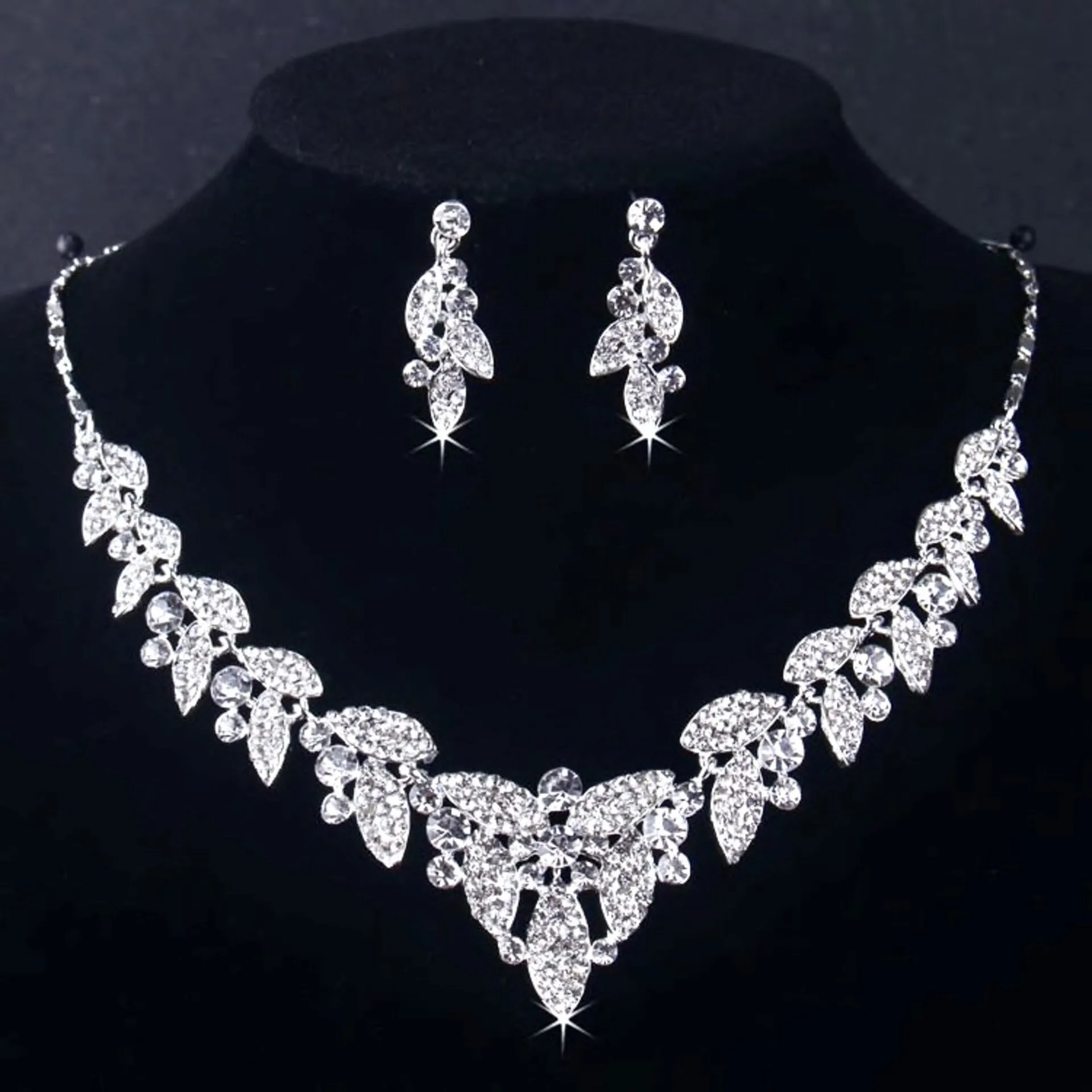 "Gordana" - Silver 3-Piece Bridal Jewelry Set With Tiara