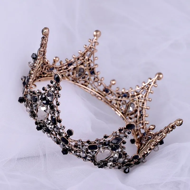 "Kianne" - Victorian Gothic Black Bridal Crown Tiara