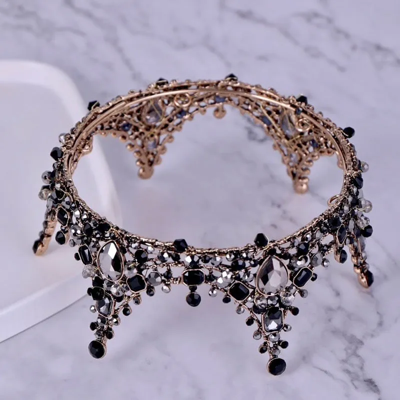 "Kianne" - Victorian Gothic Black Bridal Crown Tiara