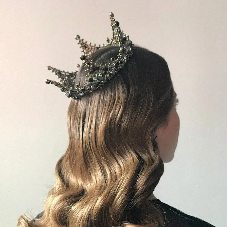 "Kianne" - Victorian Gothic Black Bridal Crown Tiara