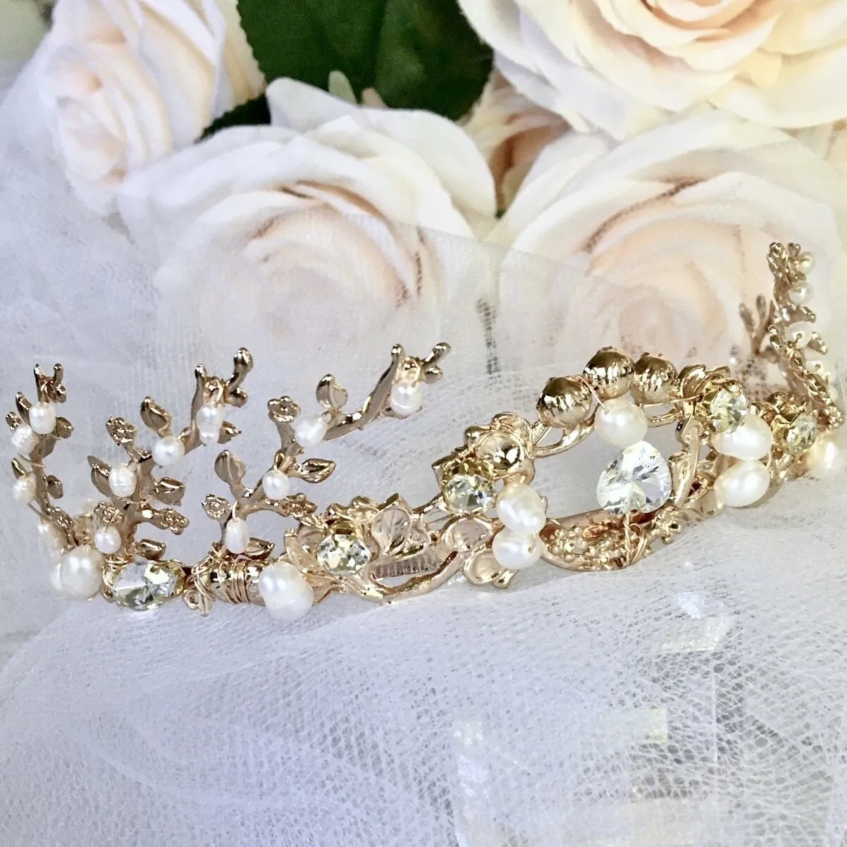 "Neda" - Bohemian Pearl Bridal Tiara