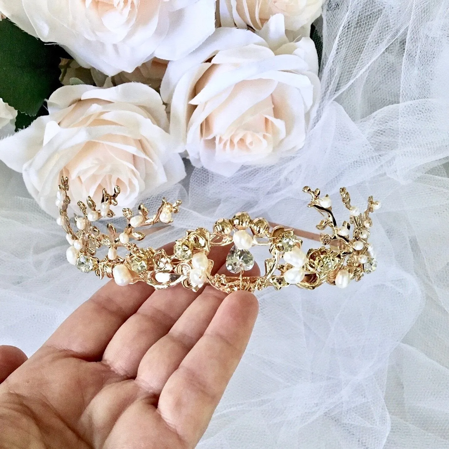 "Neda" - Bohemian Pearl Bridal Tiara