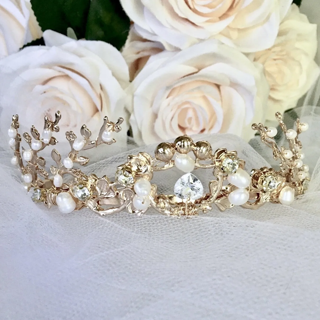 "Neda" - Bohemian Pearl Bridal Tiara