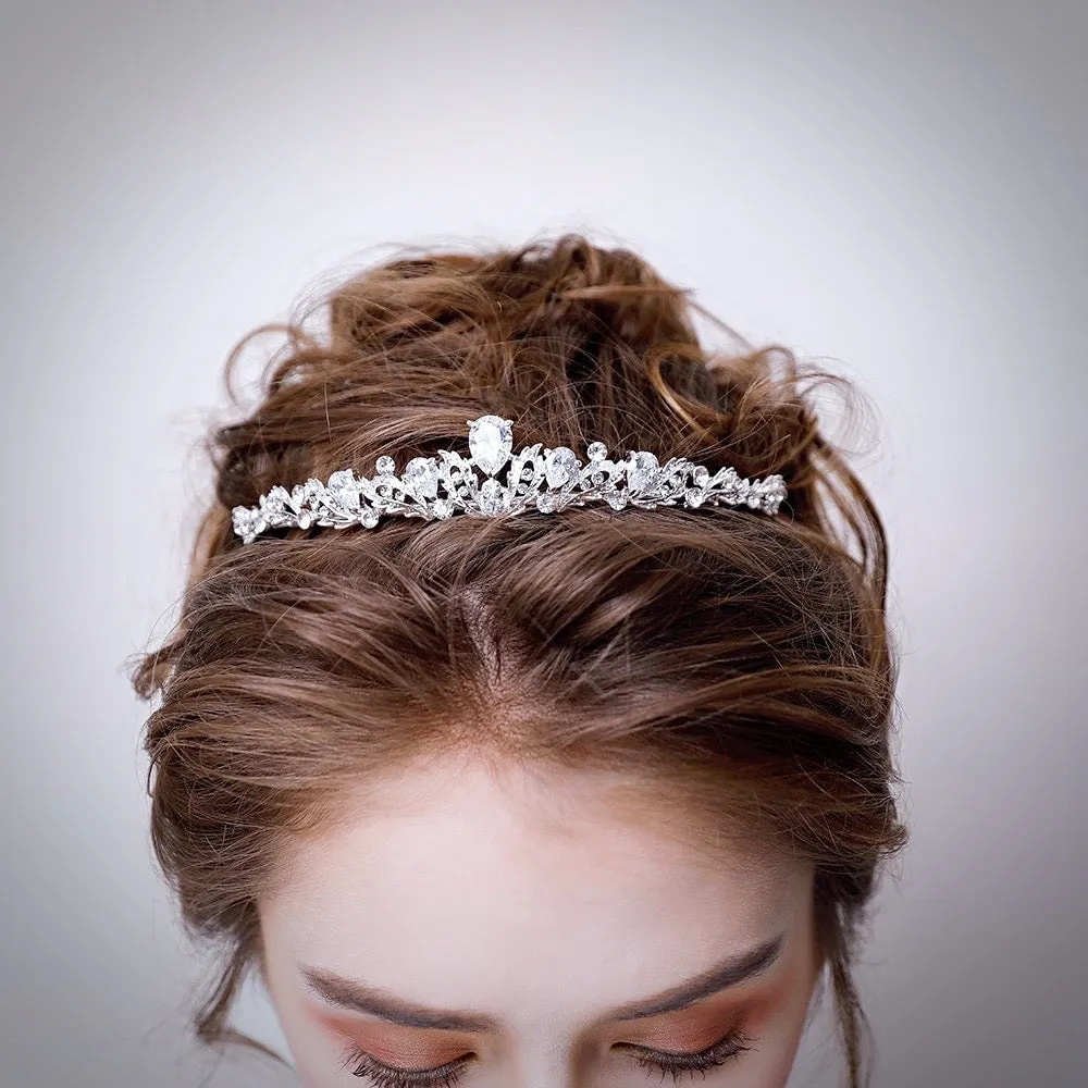 "Rochelle" - Wedding Cubic Zirconia Tiara - Available in Silver, Rose Gold and Yellow Gold